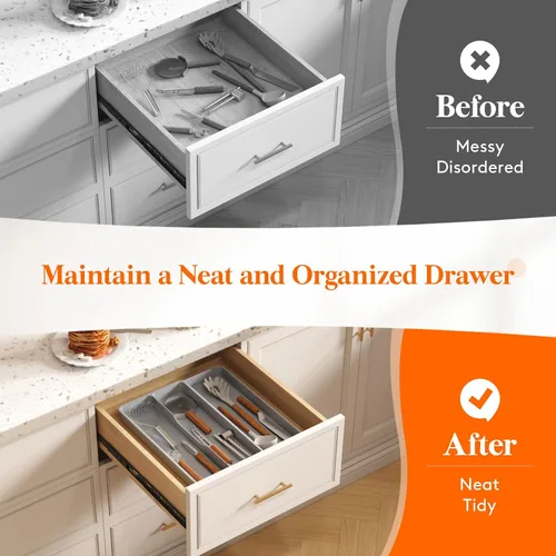 Miniatura 7 de Lifewit Organizador de Cajón para Cubiertos, Organizador Expandible de Utensilios para Cajones de Cocina, Bandeja Ajustable para Cubiertos y Menaje