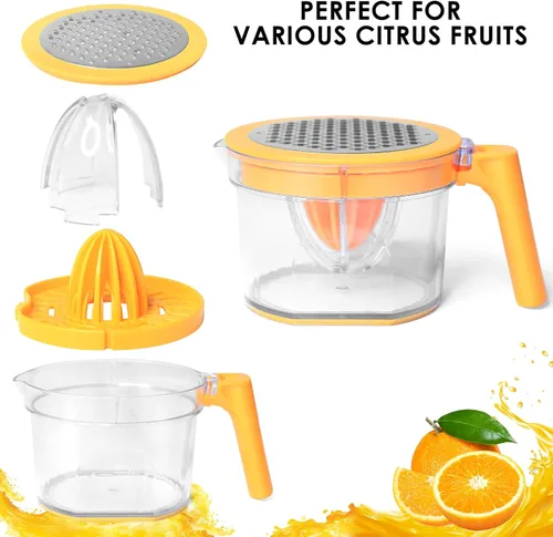 Miniatura 7 de Exprimidor de limón 4 en 1, exprimidor manual de naranja ChefVille Exprimidor multifuncional de limones y limones, exprimidor de cítricos con mango