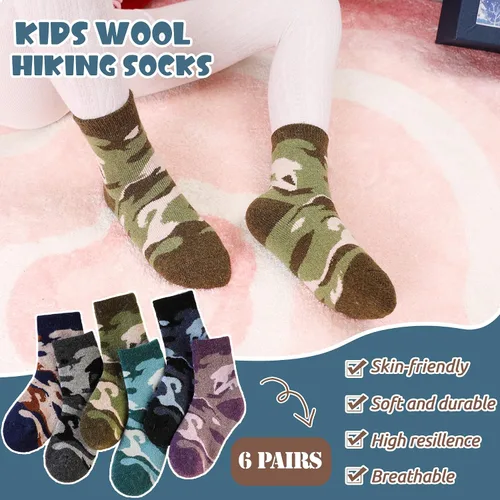 Miniatura 3 de Calcetines cálidos de lana para niños y niñas calcetines gruesos de invierno térmicos suaves acogedores calcetines de cuello redondo para niños