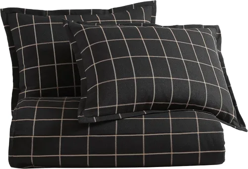 Miniatura 3 de HiEnd Accents - Juego de funda de edredón de cuadros de ventana de 3 piezas, tamaño Queen, diseño de cuadros, juego de ropa de cama masculina negra