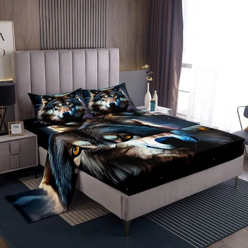 Miniatura 12 de Juego de ropa de cama de oso tamaño individual con diseño de osos y ramas de árbol genealógico, sábana bajera ajustable con diseño de árboles
