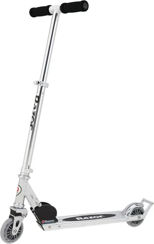 Razor AW Kick Scooter para niños, barra de ruedas, ligera, plegable, marco de aluminio y manubrio ajustable Claro/Negro