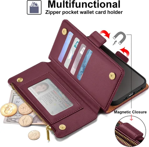 Miniatura 4 de Antsturdy Funda tipo cartera compatible con iPhone 11 Pro Max, funda de piel sintética con bloqueo RFID, funda para teléfono para mujeres y hombres