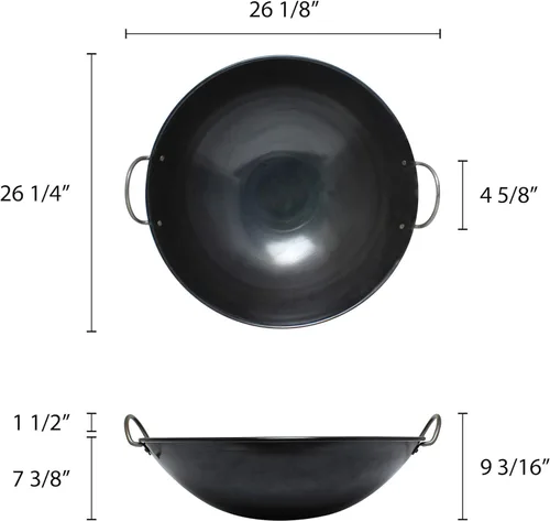 Miniatura 3 de TrueCraftware - Wok con borde curvado de acero de 24 pulgadas - Sartén para cocina china, japonesa y cantonesa Sartén para freír woks tradicionales