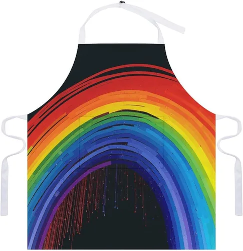 Miniatura 7 de Personalized Rainbow Adult Apron, Kitchen Cooking Aprons for Woman Man, Adjustable Bib Apron with Pocket for Baking, BBQ Crafting Outdoors, Dining
