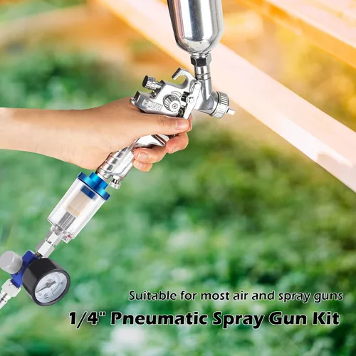 Miniatura 2 de Kit de regulador de presión de filtro de aire, juego de pistola pulverizadora neumática, filtro compresor de herramienta de aire de 1/4 pulgadas