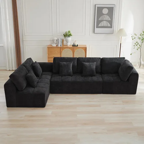 Miniatura 42 de Sofás modulares deshuesados de 140 pulgadas para sala de estar, sofá modular modular de nube comprimida, sofá moderno en forma de U de 9 plazas Gris