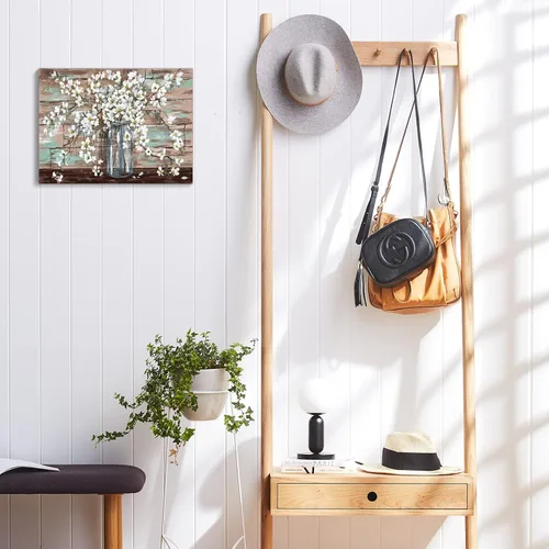 Miniatura 5 de KERPEESU Lienzo para baño, diseño de flores, diseño moderno de granja, pintura para dormitorio, acuarela, decoración de pared, obra de arte Marrón