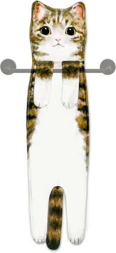 Miniatura 10 de Toallas de mano para baño y cocina, toallas decorativas para rostro con diseño de gato que se secan rápidamente y se cuelgan; regalos divertidos