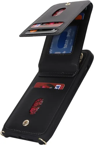 Miniatura 5 de Funda para iPhone 12 con tarjetero para mujer, para iPhone 12 Pro, funda para teléfono con correa, ranuras para tarjetas de crédito, bandolera