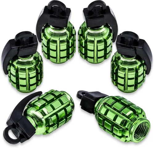 6 tapas de vástago de válvula de neumático, tapas de válvula de neumático de acero inoxidable para automóviles, camiones, SUV, motocicletas, Verde