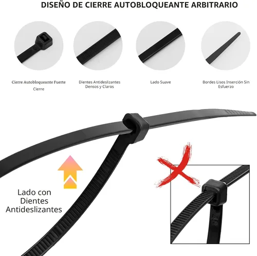 Miniatura 3 de Bridas para cables, paquete de 400 unidades, color negro, varios tamaños, 12+8+6+4 pulgadas, gestión de cables de nailon autobloqueante multiusos