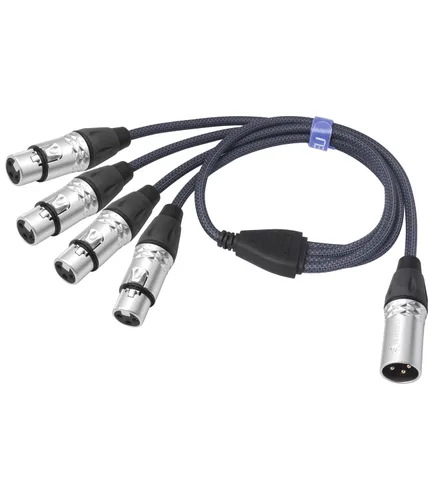 Miniatura 12 de Cable de audio divisor en Y de 3 pines, 3 pines, 1 hembra a 4 machos, cable de conexión paralela XLR de 4 vías, entrada única a cuatro salidas
