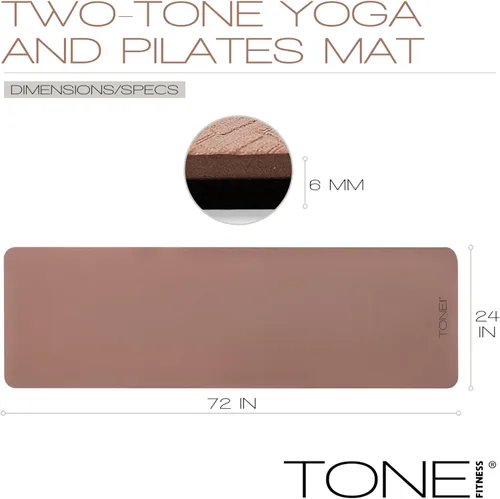 Miniatura 5 de TONE Fitness Esterilla de yoga antideslizante de 1/4 pulgadas de grosor para ejercicios y pilates para entrenamientos en casa con correa