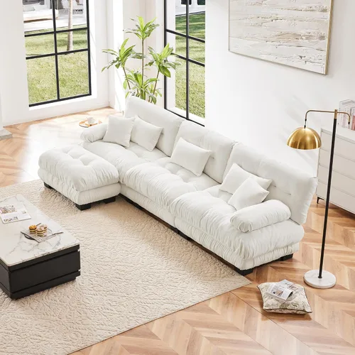 Miniatura 11 de Otomana beige para sofá modular modular, sofá individual, asiento otomano para sofá modular convertible, sofás de terciopelo para sala de estar