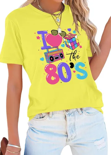 Miniatura 2 de 80's Shirts for Women 80s Neon Music Graphic T-Shirt Hip Hop 80S Party Outfits Girls I Love The 80's T-Shirt