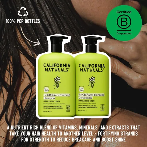 Miniatura 5 de California Naturals Re:GRO Juego de shampoo y acondicionador, contra la caída y apoyo al crecimiento del cabello, para todo tipo de cabello, vegano