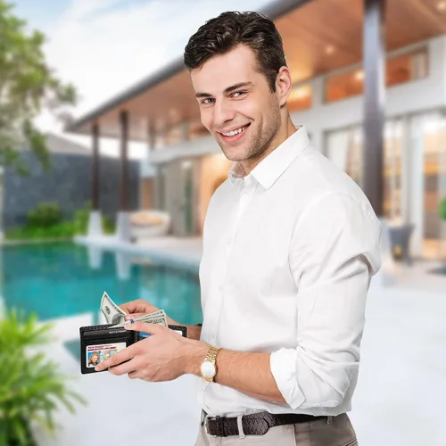 Miniatura 5 de Cartera para hombre Cartera delgada de piel auténtica con RFID Regalo para hombres empaquetado en elegante caja de regalo