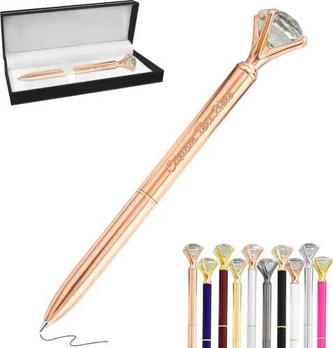 Miniatura 78 de Aolun 10 bolígrafos de diamantes con cristal personalizados a granel, bolígrafo de metal personalizado con nombre grabado, regalos de texto