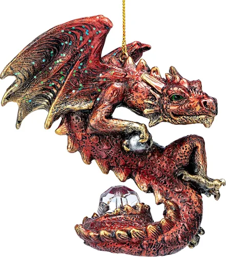 Miniatura 22 de Design Toscano - Juego de adornos de 3 dragones de Amesbury montados en piedras preciosas, color plateado, Navidad