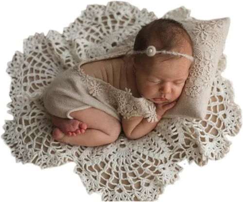 Accesorios de fotografía para bebé, tapete de envoltura para recién nacido, almohada para sesión de fotos con alfombrilla de encaje para sesión de