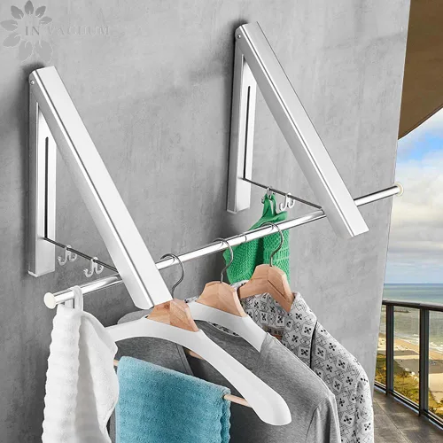 Miniatura 4 de IN VACUUM Tendedero plegable para interiores, estantes de secado plegables para lavandería, armario, organización de almacenamiento, aluminio, fácil