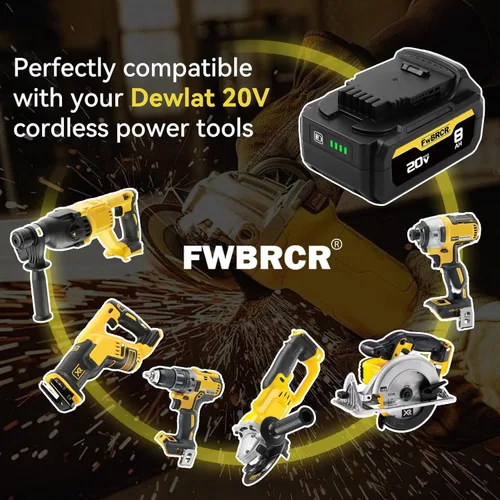 Miniatura 7 de 8.0Ah 20 voltios de repuesto para batería Dewalt 20V Max compatible con baterías Dewalt DCB200 DCB204 DCB206 DCB201 DCB203 DCB181 DCB180 paquete de 2