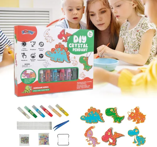 Miniatura 6 de Juego de manualidades y manualidades de pintura de cristal, kit de colgante de cristal para bricolaje, arte de pintura de ventana, kit de colgante