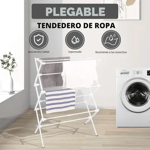Miniatura 2 de ZOES HOMEWARE Tendedero de secado de ropa mejorado 2024 Estante de secado plegable para ropa Secadores portátiles plegables pequeños para Blanco