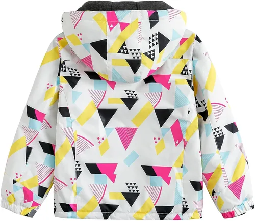 Miniatura 2 de Simplee Kids Chaqueta de esquí impermeable para niñas, abrigo de invierno colorido con capucha