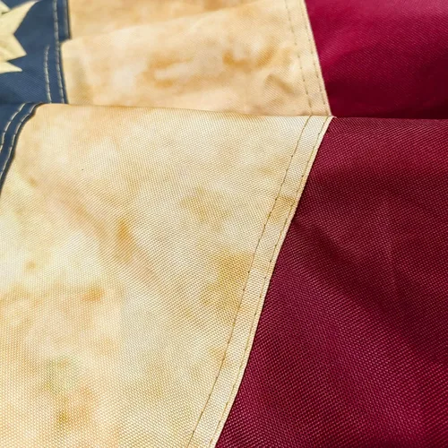Miniatura 3 de Banderines de 1.5 x 3 pies con diseño de bandera estadounidense antigua manchada de té, medio abanico con estrellas bordadas totalmente plisadas