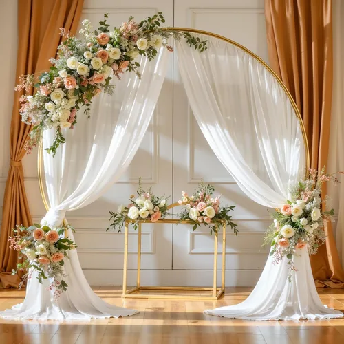 Miniatura 5 de Tela drapeada para arco de boda, 1 panel de 18 pies, cortina de telón de fondo transparente blanco de gasa para boda, arco, ceremonia, cenefa