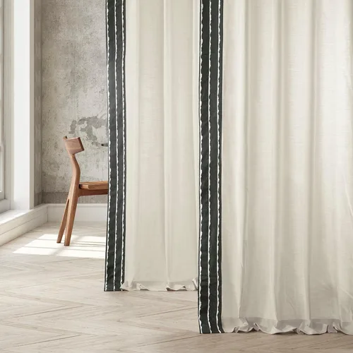 Miniatura 3 de HPD Half Price Drapes Cortinas de algodón sólido con bordes para dormitorio y sala de estar, 50 x 108, DTCC-SB220601-108 (1 panel) Sharkskin Black