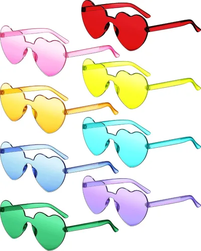 Lentes de sol sin marco, en forma de corazón, transparentes, color caramelo, para recuerdos de fiesta, 8 pares.