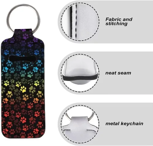 Miniatura 6 de doginthehole Chapstick - Llaveros para mujer, de neopreno, para bálsamo labial, llavero con clip, bolsa organizadora para lápiz labial