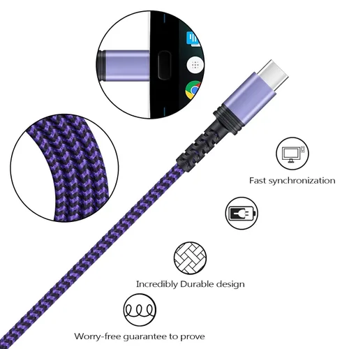 Miniatura 5 de Cable de carga C tipo USB C, cable Android de 6 pies, paquete de 2 para Samsung Galaxy A13 A14 A54 A53 A01 A12 S22 S21 S20 S23 A11 A22 A52 A53 A32