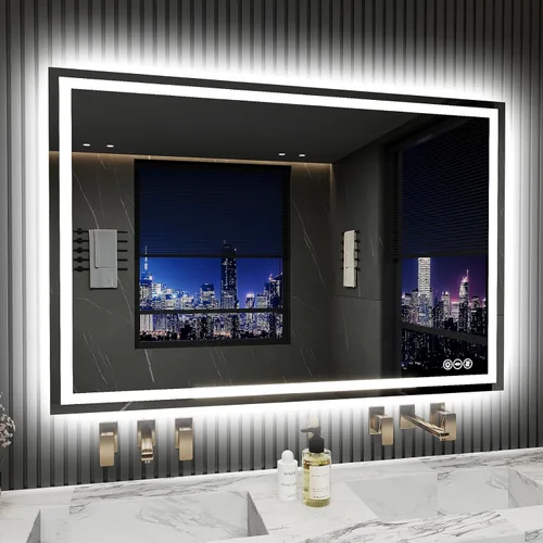 Miniatura 20 de Espejo de baño LED de 24 x 32 pulgadas, espejo de baño antivaho con luces, espejos de tocador iluminados montados en la pared, regulable
