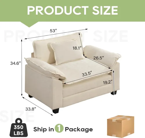 Miniatura 2 de Oprisen Sofá Seccional Modular, Cómodo Cloud Couch Sofá Seccional, Sofá Cama de Chenilla con Asiento Profundo con Almohadas Decorativas para Sala