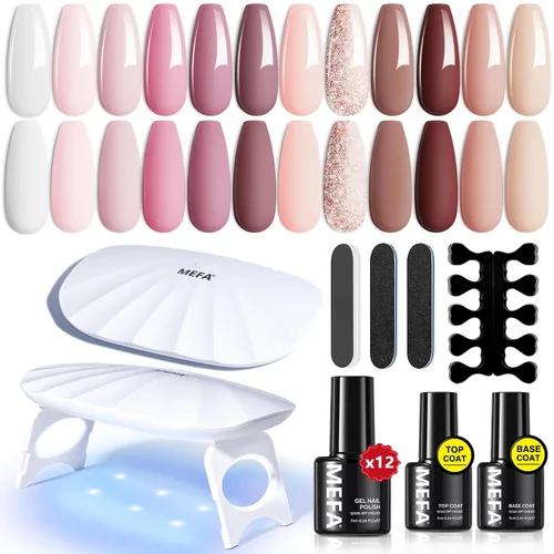 Miniatura 9 de MEFA Juego de 2 piezas de 15 ml de esmalte de uñas de gel, capa superior y base, esmalte de uñas de gel sin necesidad de limpieza, efecto de brillo