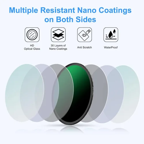 Miniatura 4 de Filtro ND 1000 de 2.835 in, filtro de densidad neutra fija de 10 paradas para lentes de cámara, revestimiento multiresistente de 30 capas, vidrio