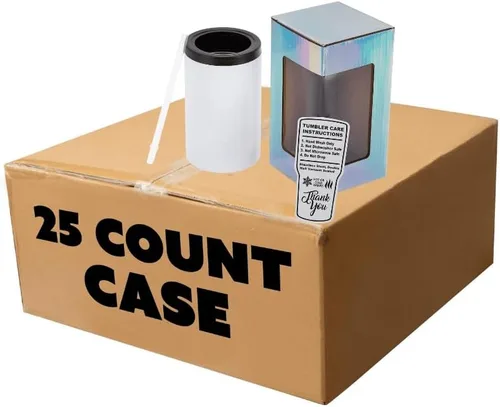makerflo Vaso Duozie de 12 onzas de grosor en blanco, paquete de 25 con tapa y pajilla, listo para manualidades para regalos y personalización