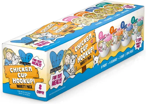 Weruva Best Fido Friend - Comidas de tamaño divertido para perros, paquete variado de conexión de taza de pollo, taza de 2.75 onzas, paquete de 8