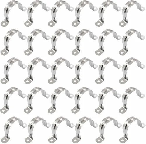 Miniatura 7 de 5 abrazaderas de conducto de 4 pulgadas con dos agujeros, correa rígida de acero inoxidable M100 para tubería de metal en U, soporte de correa