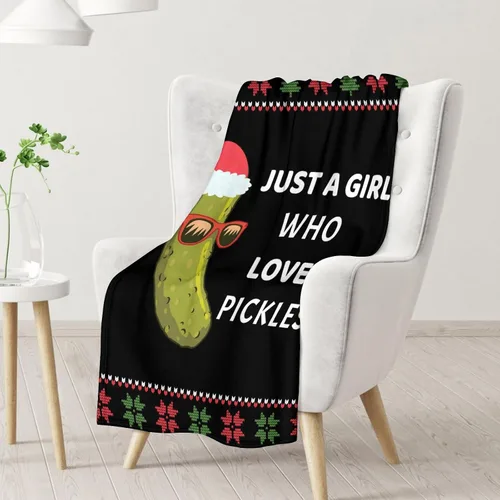 Miniatura 2 de Manta de regalo de Pickle, manta divertida de 30 x 40 pulgadas para adultos y niños, ligera, afelpada, suave, acogedora, cálida, mantas de franela