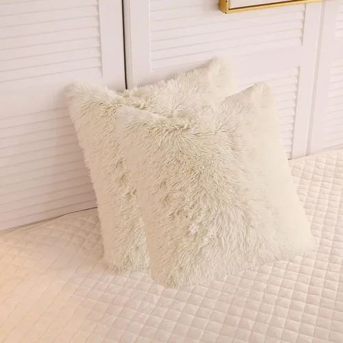 Miniatura 24 de LIFEREVO Paquete de 2 fundas de almohada de piel sintética esponjosa, fundas de almohada cuadradas de 18 x 18 pulgadas, fundas de almohada Blanco