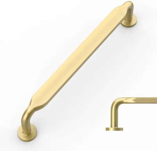 Miniatura 12 de Amerdeco Paquete de 10 Tiradores de Gabinete Dorado Cepillado 3 Pulgadas (76mm) Centros de Agujeros Manijas de Gabinete de Cocina Aleación de Zinc