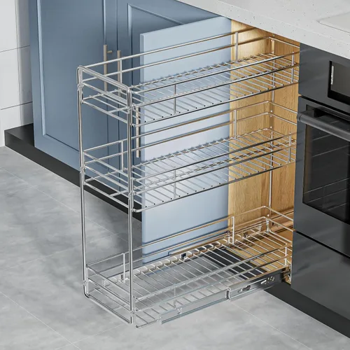 Miniatura 6 de ROOMTEC Organizador de gabinete extraíble de 3 niveles para gabinete estrecho (5.5 pulgadas de ancho x 20.5 pulgadas de profundidad), organizador