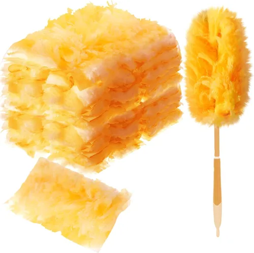 Miniatura 20 de Vesici 100 piezas de repuesto de plumero compatibles con Swiffer Dusters desechables a granel, repuesto grueso con 1 mango resistente para limpieza