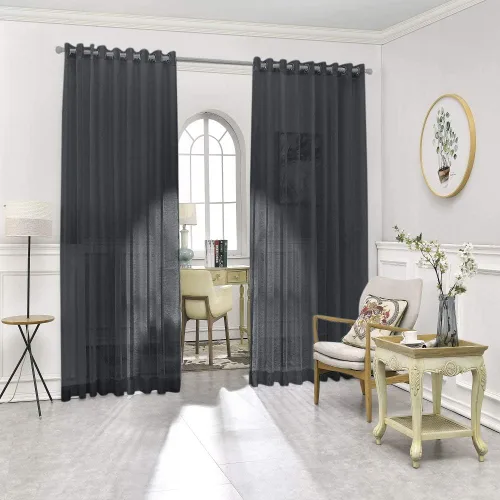 Miniatura 9 de Warm Home Designs Cortinas transparentes con ojales para habitación, cocina, habitación de los niños o sala de estar, 2 paneles con volados, de 54