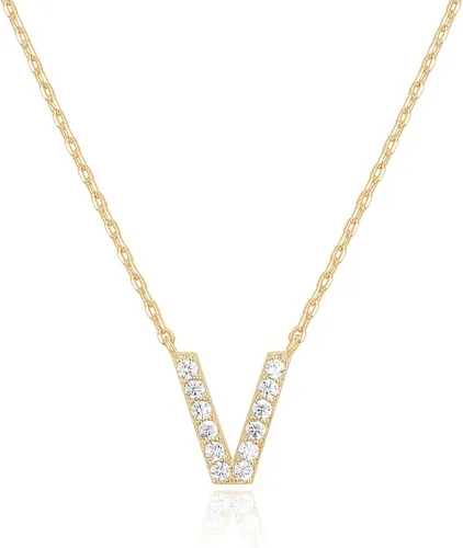 Miniatura 79 de PAVOI 14K White Gold Plated Cubic Zirconia Initial Necklace Letter Dainty Necklaces for Women